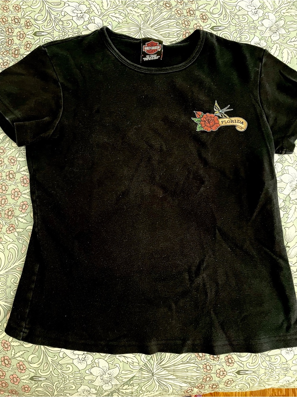 VINTAGE Harley-Davidson Black Florida Rose Graphic Tee